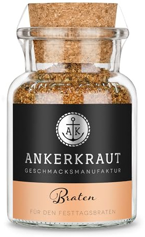 Ankerkraut Braten, Allrounder Mischung würziger Zutaten für Braten am Sonntag, Hack Rind Schwein, Lecker Kochen, 90g im Korkenglas