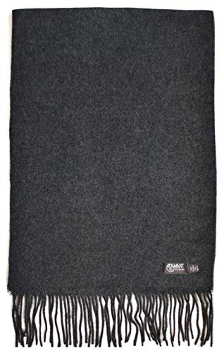 ADAMANT 100% Reines Kaschmir, Herren/Damen-Unisex- Schal - superweich - 180cm lang - STANDARDMAß - EINFARBIG oder KARIERT -feines Flaumhaar - (Dunkelgrau)