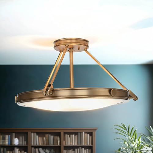 Licht-Erlebnisse Premium Deckenleuchte rund Jugendstil in Messing elegant GRACIA Lampe Esszimmer Wohnzimmer