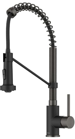 KRAUS Matte Black Black Stainless Pull Down Kitchen Faucet KPF-1610MBSB