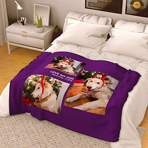 VEELU Fotodecke mit Eigenem Foto Name Super Weich - Decke Selbst Gestalten Bedrucken Lassen Kuscheldecke Personalisierte Geschenk für Freunde Familie Geburtstag Weihnachten 76 x 102cm