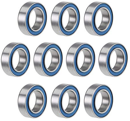 sourcing map 10 Stück Kugellager Rillenkugellager MR106-2RS 6mm Innendurchm 10mm Außendurchm 3mm Bohrung Doppelt Abgedichtet Chromstahl Blau Z2 für Skateboard 3D Drucker Roller Inline Skates