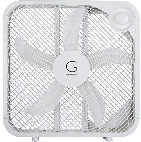 Genesis 20 Box Fan, 3 Settings, Max Cooling Technology, Carry Handle, White (G20BOX-WHT)