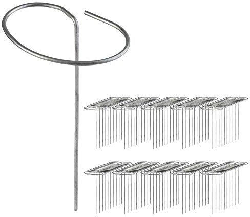 Anchor di Kadax Earth in acciaio, 100 pezzi, ancoraggio a rotondo attaccare il vello da giardino, le, la rete, il foglio di erbe infestanti, il giardino, il campeggio (zincato)