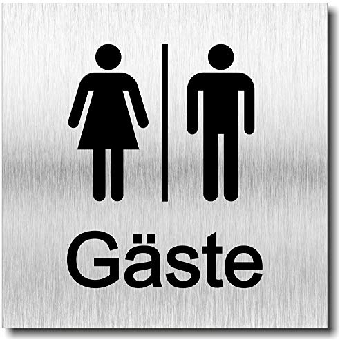 Türschild Gäste WC Schild UV Druck 12 x 12cm - 3mm Aluverbund - Made in Germany - Art.Nr. 2009