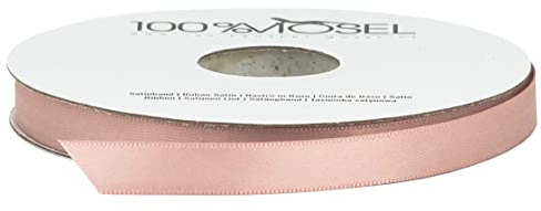 100 % Mosel satinband, i blush rosé (10 mm x 25 m), matt glänsande presentband, ädelt band för dekoration och pyssel, för att packa in speciella gåvor, för bröllop, dop och mycket mer.