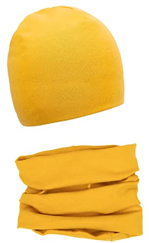Baby Mädchen Beanie Mütze + Schlauchschal 2er Set, Wintermütze für Jungen Mädchen Baumwolle