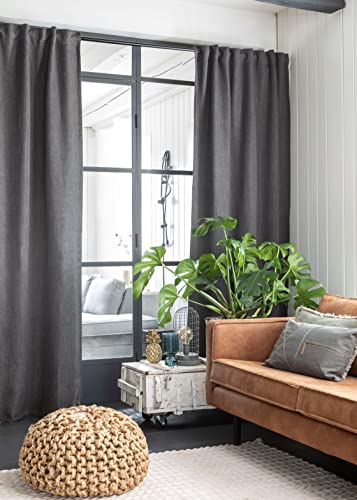 Elbersdrucke Gardine mit verdeckten Schlaufen Monza 17 dunkelgrau verdunkelnd wärmeisolierend 255x135 cm 201418 Vorhang für Wohnzimmer Schlafzimmer Küche Flur Kinderzimmer energiesparend