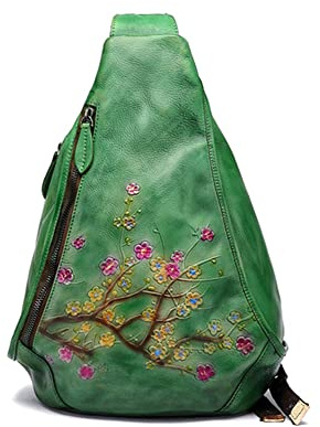 Segater Genuine Leather Sling Bag for Women Men Vintage Handmade Chest Backpack Casual Crossbody Daypack Shoulder Satchel