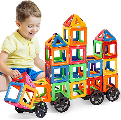 Magnetische Bausteine，Magnetische Fliesen Magnetspielzeug für 2 3 4 5 6 7 8 Jahre alte Jungen und Mädchen，MagnetbausteinspielzeugSTEM Lernspielzeug Kinder Kleinkinder KindergeburtstagGeschenk38Teile