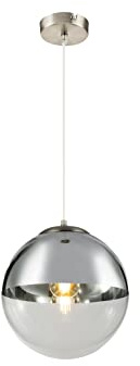 meineWunschleuchte Ausgefallene Pendelleuchte mit Glaskugel 1-flammig, Design in Chrom & Klarglas, Ø 30cm