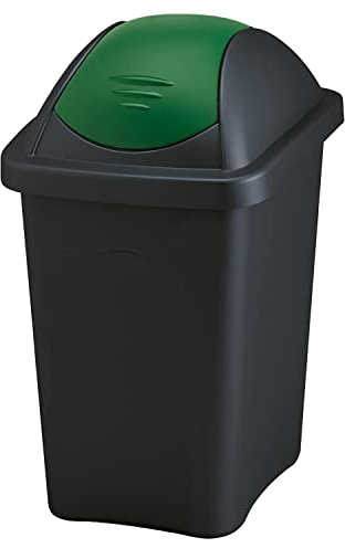 Home Centre 30L Swing Lid Recycling Bin Colour Code Management Green-Black | Kitchen plastic bin, general waste and recycling, office storage, made in Italy, 30L trash container