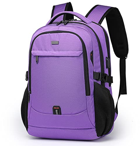 DUSLANG 17 Inch Laptop Backpack for Travel Water Resistant College Backpack for Men with USB Charging Port,Purple