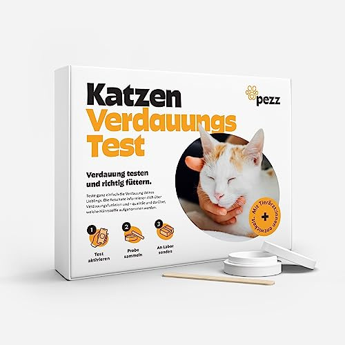 PEZZ Verdauungstest für Katzen: Überprüfung der Verdauungsqualität und Nährstoffaufnahme | Individuelle Ernährungsbedürfnisse als Labor-Befund | Kostenloser Labor-Versand