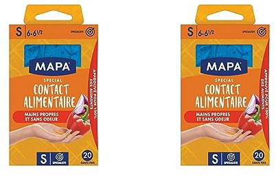 MAPA - Contact Alimentaire - Gants Fins en Nitrile - Recyclables avec TerraCycle® - Testés pour tous types d'aliments - TBC - Taille S (Lot de 2)