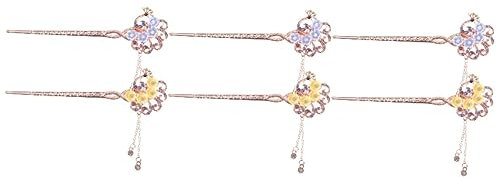 Beavorty 6pezzi Bacchette Per Cinesi Metallo Con Nappa Accessori Decorativi Per Donne Con Stile Retro e Vintage Per Acconciature Eleganti e Occasioni Speciali