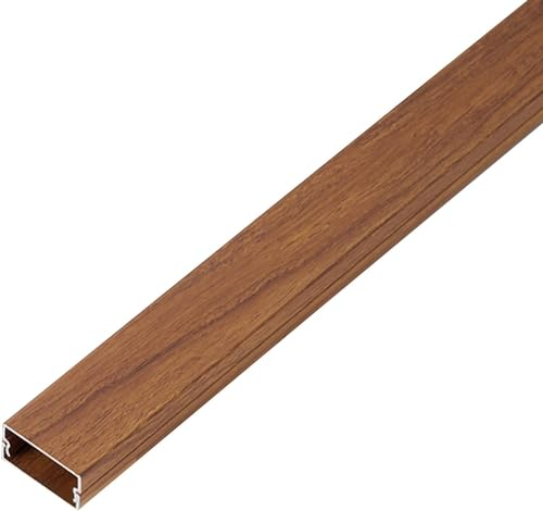 RAKKYO Quadratischer dekorativer Kabelkanal aus Aluminium, Kabelversteck mit Holzmaserung, mieterfreundlicher Hochleistungs-Flachdrahtkanal, 1 m (39 Zoll) lang (Color : Brown, Size : 20X10mm/0.8X0.4