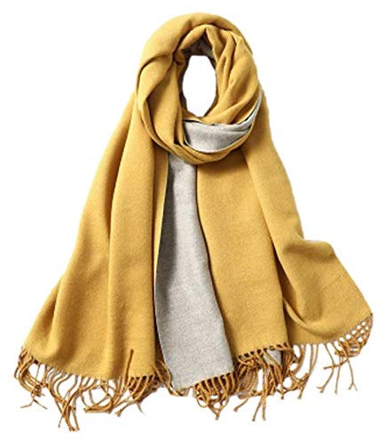 GLigeT Schals Kaschmir-Schal, Damen-Schal, Schal, Decke, einfarbig, doppelseitig, dünn, weich, Gelb Warm Herbst