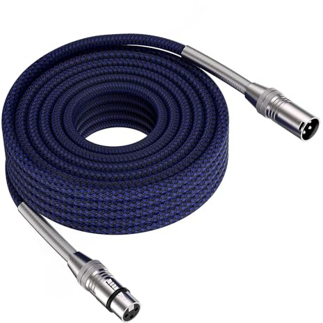 OLIREXD XLR Microphone Cables, Blue Professional Dynamic Low Noise Braided Microphone Wire Male to Female 3 Pin Braided Balanced Shielded XLR Cable with Oxygen-Free Copper Conductors
