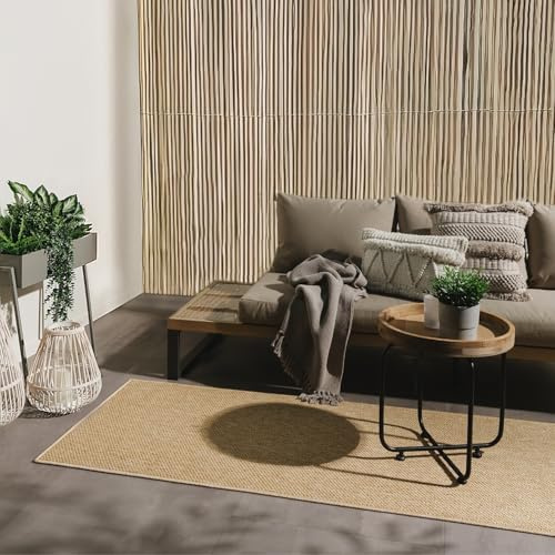 benuta Basic In- & Outdoor Teppich Wohnzimmer Iowa - Beige 80x300 cm - Boho Jute-Look - Wetterfest für Balkon, Terrasse - Schlafzimmer, Küchenteppich & Wohnzimmerteppich - Strapazierfähig & Robust