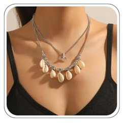 Muschelkette, Muschel Halskette, Muschel Choker für Damen Herren, Natürliche Muschelketten Choker, Boho Verstellbares Halskette Choker, Mädchen Sommer Strand Schmuck