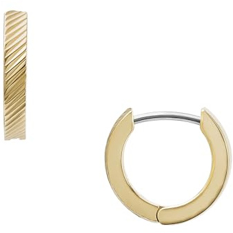 Fossil Damen Goldfarbener Edelstahl mit Ringverschluss Ohrringe, Metallisches Gold