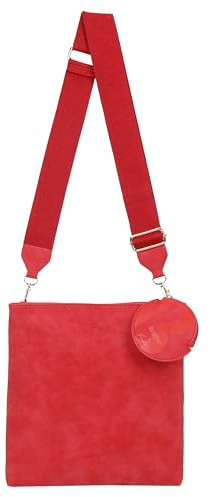 Fritzi Brigitte X Fritzi Ronja Crossbody Tasche für Alltag und Freizeit mit Reißverschluss und verstellbarem abnehmbarem Schultergurt 14 x 27 x 8 cm Warm Mandarin, Orange, Red, Rot