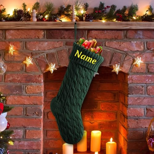 SHKINETARRY Personalisierte Weihnachtsstrümpfe, individuelle Weihnachtsstrümpfe mit Namen, große 18 Zoll bestickte individuelle Weihnachtsstrümpfe, Kamin-Weihnachtsbaumschmuck