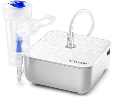 Flaem, ProfiNeb 2024 Aérosol portable, silencieux pour les soins des voies respiratoires, machine aérosol adulte et enfant, certifié MDR complet avec masques doux au toucher, fabriqué en
