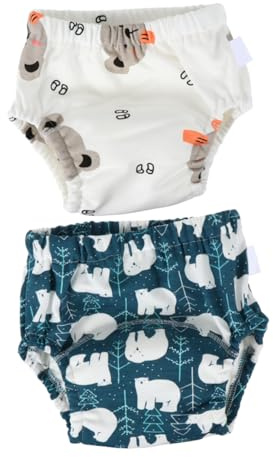 JOINPAYA Waschbare Trainingshosen aus Reiner Baumwolle Zufälliger Stil 2 Stück-pack Wiederverwendbare Töpfchen Trainingsunterwäsche für Babys 11-15kg für Jungen und Mädchen