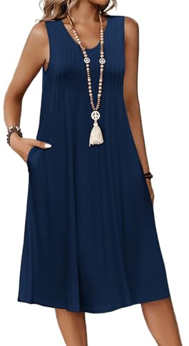 Zeagoo Summer Dresses for Women UK Ladies Dresses Sleeveless Sundresses V Neck Beach Dress Floral Tank Midi Dress with Pockets S-XXL