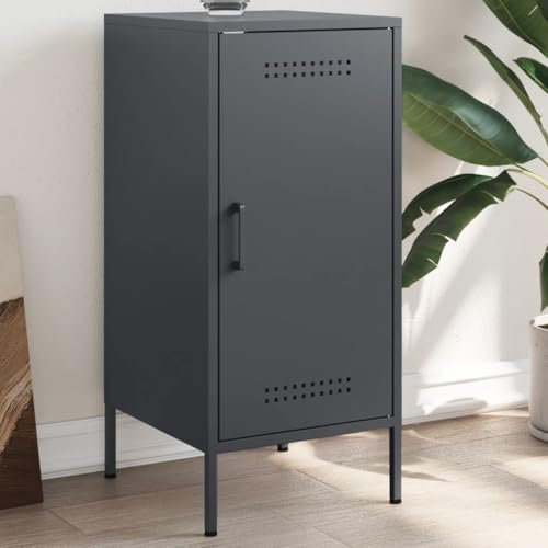 prissent Sideboard Aufbewahrungsschrank Beistellschrank Buffetschrank für Wohnzimmer Schlafzimmer oder Küche Metallgestell Mehrzweckschrank Industrie-Stil Anthrazit 36x39x79 cm