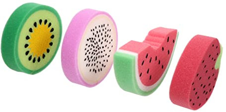 minkissy 4 Piezas Esponja De Baño De Frutas Esponja De Baño Forma De Fruta Infantil