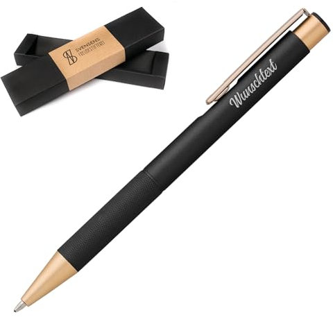 Freudestifterei Metall Kugelschreiber mit Gravur optional in Geschenk-Box | Kuli Stift Werbegeschenk | austauschbare Mine blauschreibend
