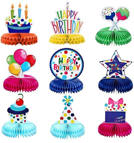 xolear 9 Stück Waben Tischdekoration Party Deko, Tischdeko Geburtstag Wabenbälle, Schnelles und einfaches Papier Deko Kindergeburtstag, Geeignet für die Tischdekoration für Jungen und Mädchen