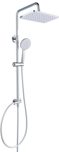 YEAUPE PRO Tapless Kit doccia in acciaio inox cromato | Soffione ABS 30 x 20cm | 3 modelli | Tubo doccia da 160cm | altezza da 65-102cm