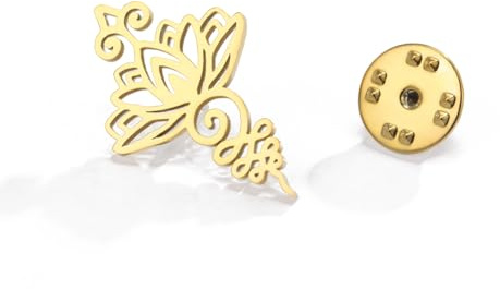 Dreamtimes Broche Flor de Loto Acero Inoxidable Unalome Símbolo Amuleto Broche Joyería Espiritual para Yoga Meditación Mujeres Hombres Elegante Alfiler de Solapa (Oro)