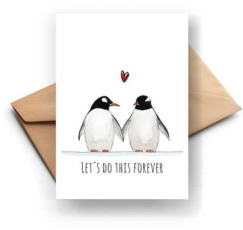 FORYOU24 Karte zur Hochzeitstag für Paare Ehemann Ehefrau – Pinguine – für Freund Freundin und Verlobte – Zur Verlobung oder Valentinstag(KT_129)