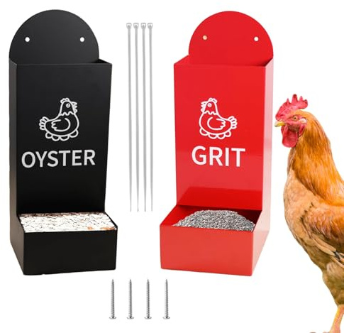 Chicken Grit Dispenser, 2-Piece Chicken Grit Container, Semi-Closed Robust Leak-proof Feeder Accessories for Chickens, Ducks, Rabbits