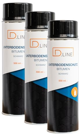 D.LINE Unterbodenschutz UBS Bitumen schwarz 500 ml | Sprühdose, 3x 500ml