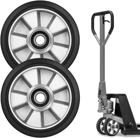 2 Stück Hubwagen Rolle Gummirollen 200 x 50 mm, mit Kugellager | Rollen für Hubwagen Ersatzrollen Laufrolle | Achse 20 mm | Durchmesser 200 mm | Breite 50 mm | Maximale Belastung: 1500 KG