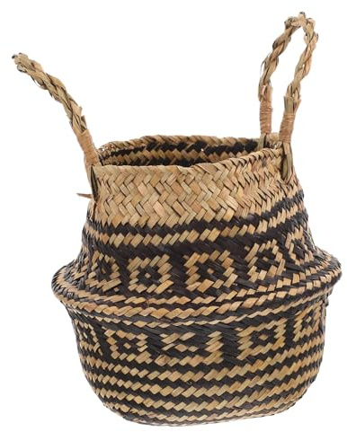 Kisangel Panier Plante Tressé Panier à Fleurs Décoratif pour Maison De Rangement pour Plantes Intérieures