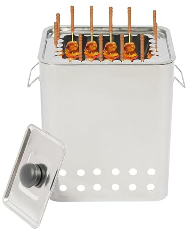 Stainless Steel Smokeless Charcoal Hanging Grill 360° Rotisserie Portable Barrel Grill for Camping Picnic Patio Backyard