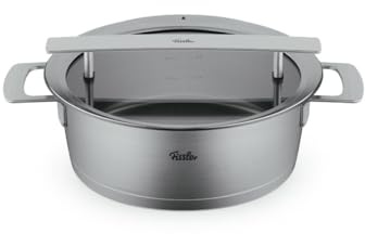 Fissler Phi Collection Bratentopf (24 cm, 3,9 L) mit Glasdeckel – großer Edelstahl-Bratentopf, induktionsgeeignet, energiesparend, spülmaschinengeeignet, Premium Qualität Made in Germany