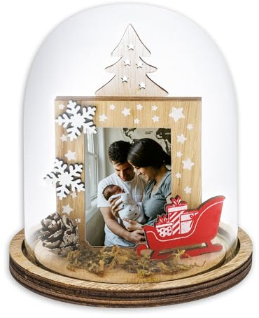 Dekopik Bola Nieve Navidad Personalizada con 1 Foto. Globo Decorativo y para Regalar. Cúpula Navideña Personalizable con Fotografía. Modelo 2