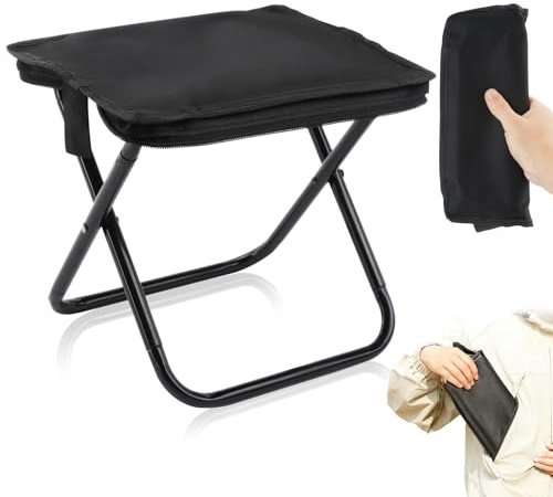 JINGIHE Camping Stool, Folding Chair, Portable Collapsible Stool, Lightweight Outdoor Fold Up Chair for Adults, Hold Up to 220 Lbs Sturdy Compact Seat for Camping, Fishing, Hiking, Picnic (Black)