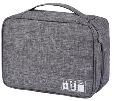 mophrati Bolsa electrónica Mujeres Hombres Poliéster Estuche con cremallera Estuche Organizador de cables de gran capacidad Gestión cosméticos viaje vacaciones