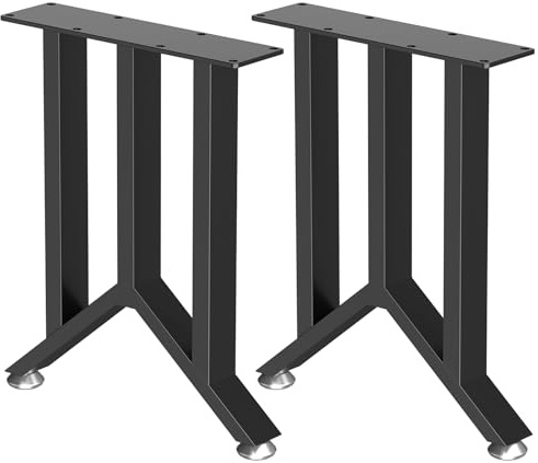 ENUMAIL Pieds de Meubles en Métal de Type M,30x40x7cm,Noir,2 Pack | Pied de Table avec Instructions de Montage,Tube Métallique 4x2cm,4 Tapis Antidérapant Réglable en Hauteur,Pré Perçage