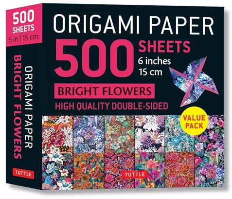 Origami Paper Bright Flowers: Double-sided Origami Sheets With 12 Punchy Floral Designs (Instructions for 5 Projects Included)