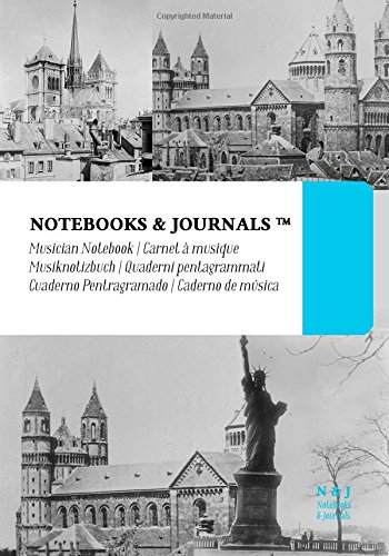 Notenpapier B5 Notebooks & Journals, Gebäude (Vintage-Kollektion), Extra Large: (Musiknotizbuch, Musiknotenheft, Notenblock, Notenheft)Soft Cover (17.78 x 25.4 cm)